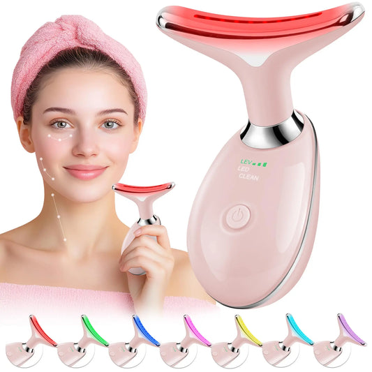 Red Light Therapy for Face/Neck, 7 Color LED Facial Light Therapy Wand  Portable Face Neck Massager Wand for Skin Care