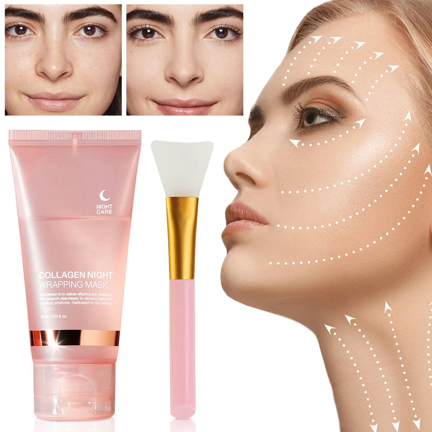Collagen Overnight Wrapping Mask 75ml for 8H Intensive Repair, Anti-Aging & Firming Treatment with Intense Hydration