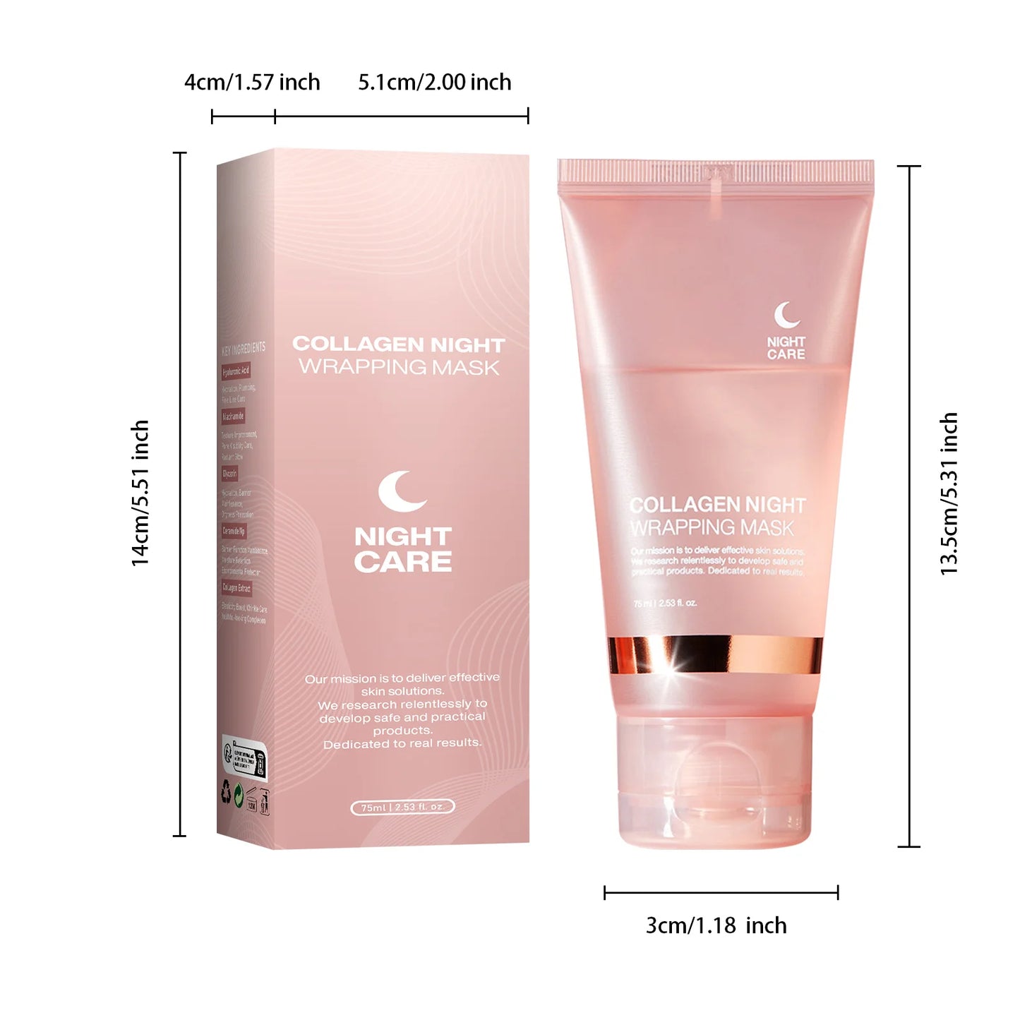 Collagen Overnight Wrapping Mask 75ml for 8H Intensive Repair, Anti-Aging & Firming Treatment with Intense Hydration