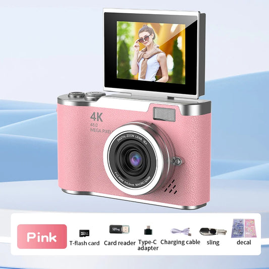Digital Camera，2.4-inch HD rotating screen，4K video recording，800mAh battery capacity，48 megapixels，Beauty function，Autofocus
