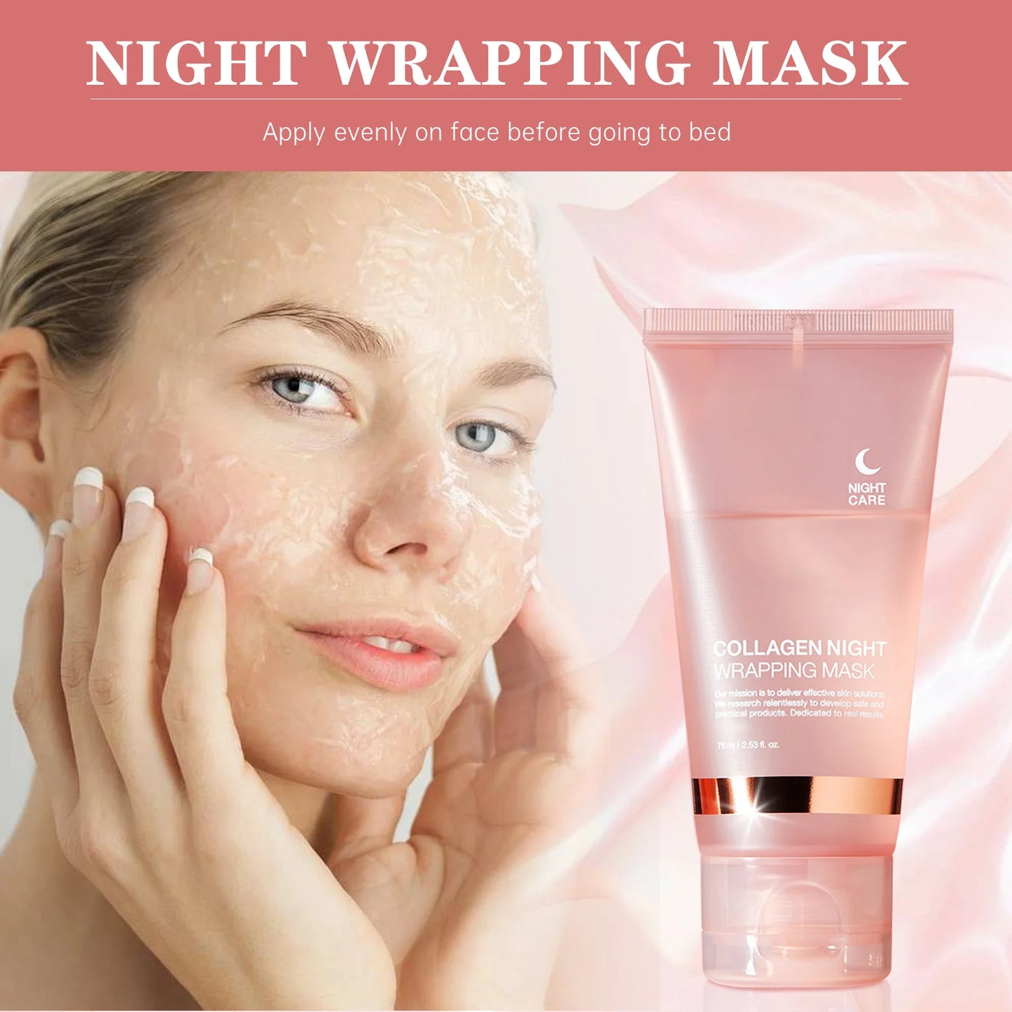 Collagen Overnight Wrapping Mask 75ml for 8H Intensive Repair, Anti-Aging & Firming Treatment with Intense Hydration