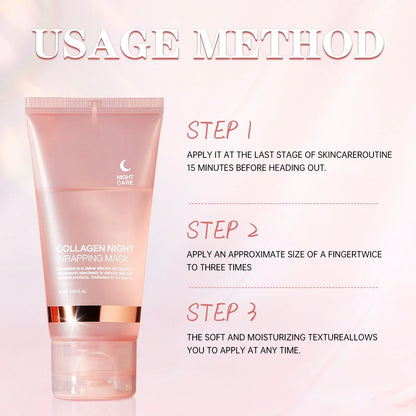 Collagen Overnight Wrapping Mask 75ml for 8H Intensive Repair, Anti-Aging & Firming Treatment with Intense Hydration